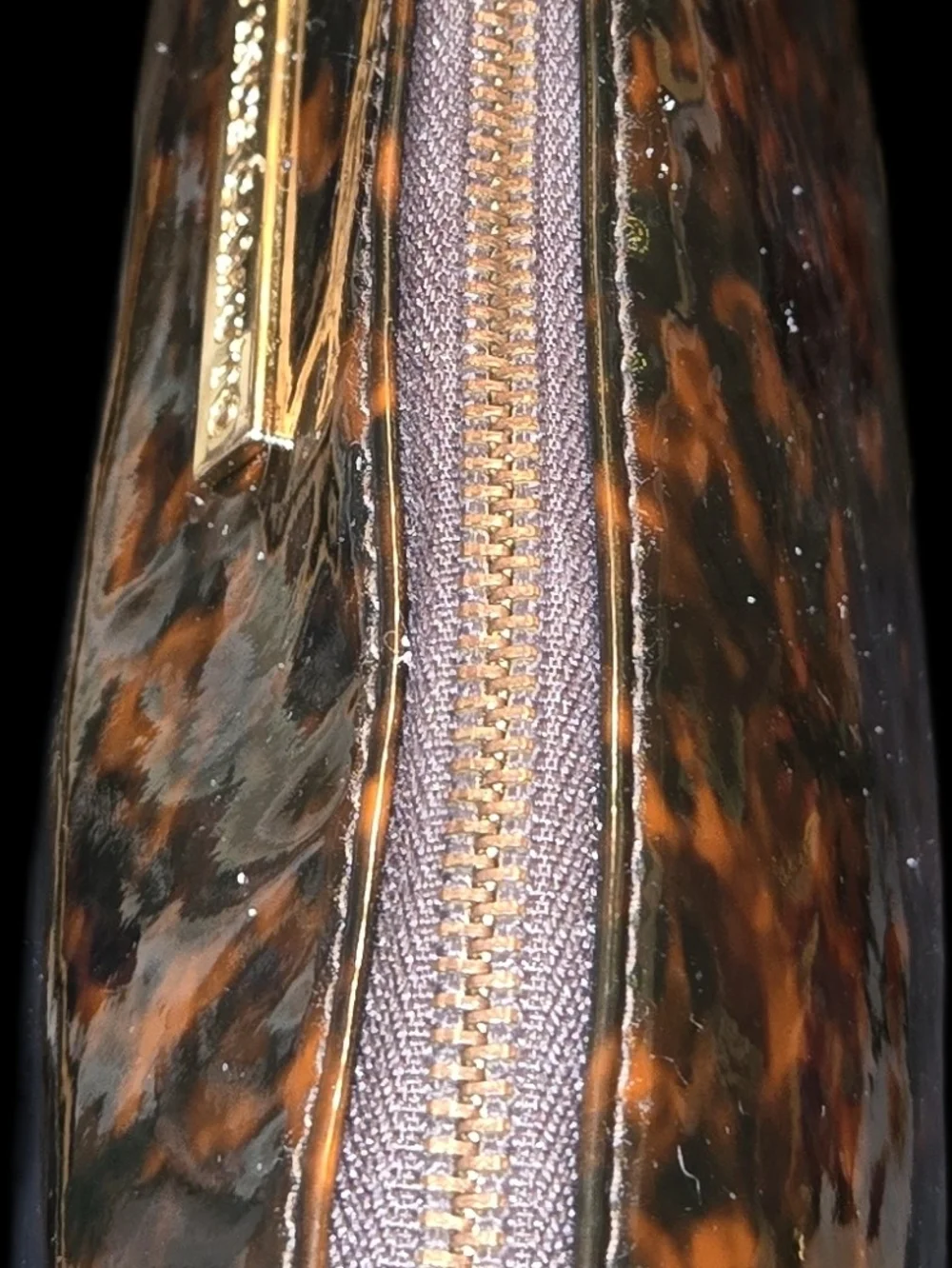 Vince Camuto  Tortoiseshell Patent Cosmetic Bag. Double As A Statement Clutch!